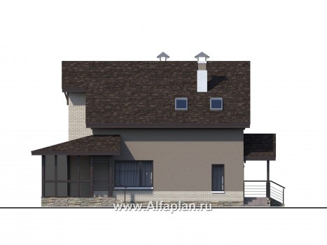 Проекты домов Альфаплан - «Регата» -проект дома с двускатной крышей - превью фасада №2
