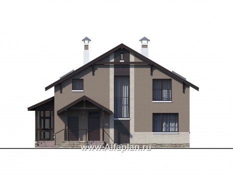 Проекты домов Альфаплан - «Регата» -проект дома с двускатной крышей - превью фасада №3