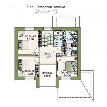 Проекты домов Альфаплан - «Регата» -проект дома с двускатной крышей - превью плана проекта №2