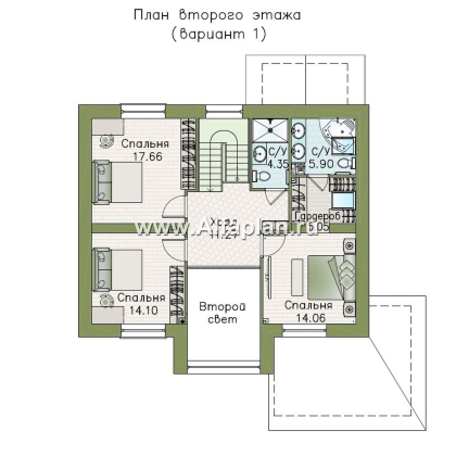 «Регата» -проект дома с двускатной крышей - превью план дома