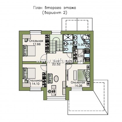 Проекты домов Альфаплан - «Регата» -проект дома с двускатной крышей - превью плана проекта №3