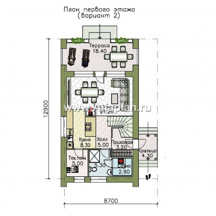 «Барн» - проект дома с мансардой, современный стиль барнхаус, с сауной, с террасой и балконом - превью план дома