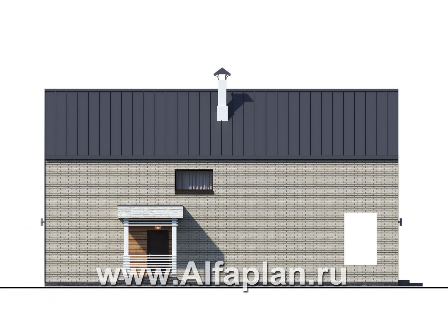 Проекты домов Альфаплан - «Барн» - современный мансардный дом с боковой террасой и балконом - изображение фасада №3