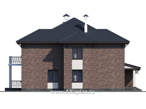 Проекты домов Альфаплан - "Монтекки" - двухэтажный коттедж с гаражом на две машины - превью фасада №2