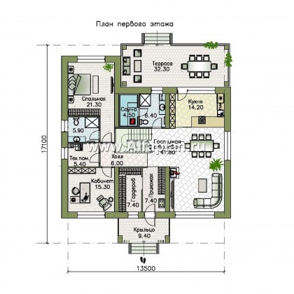 Проекты домов Альфаплан - 581E - превью плана проекта №1