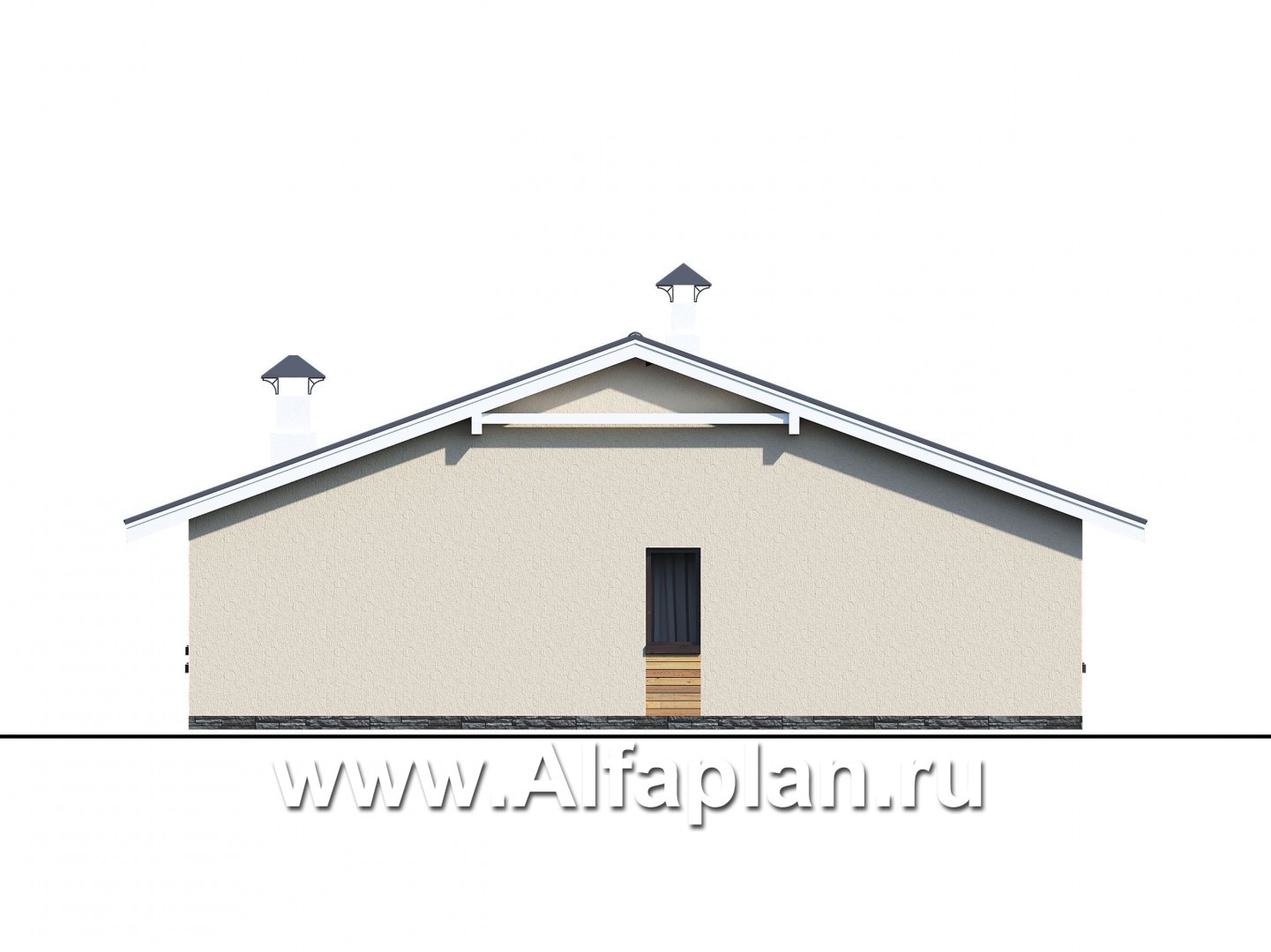 Проекты домов Альфаплан - «Вектор» - проект стильного одноэтажного дома, с эркером и с террасой, 2 спальни - изображение фасада №4