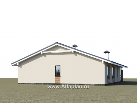 Проекты домов Альфаплан - «Вектор Плюс» - одноэтажный дом с тремя спальнями, террасой и сауной - превью дополнительного изображения №2