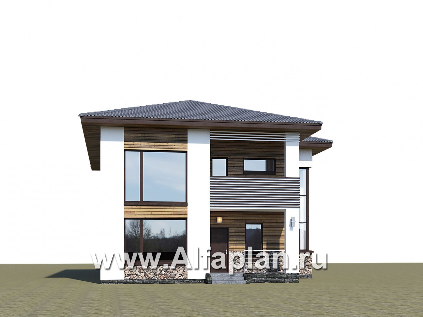 Проекты домов Альфаплан - "Золотой ключик" - план дома, где все спальни с душевыми - дополнительное изображение №1