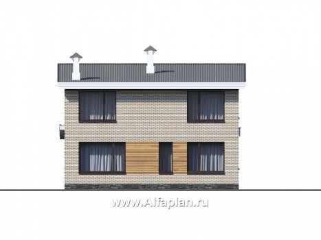 Проекты домов Альфаплан - «Эрго» - проект компактного дома 10х10м с односкатной кровлей - превью фасада №3