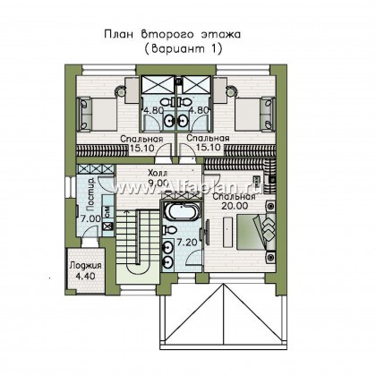 Проекты домов Альфаплан - «Эрго» - проект компактного дома 10х10м с односкатной кровлей - превью плана проекта №2