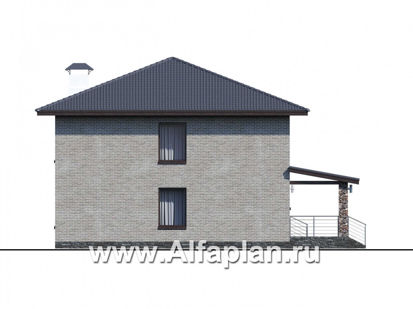 Проекты домов Альфаплан - «Эрго» - проект рационального, уютного современного дома - изображение фасада №2