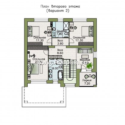 «Эрго» - проект дома 10х12м, с террасой со стороны входа, с удобной планировкой - превью план дома