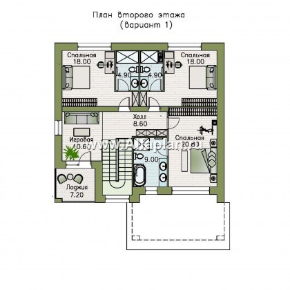 «Эрго» - проект дома 10х12м, с террасой со стороны входа, с удобной планировкой - превью план дома