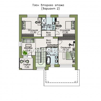 «Эрго» - проект дома 10х12м, с террасой со стороны входа, с удобной планировкой - превью план дома