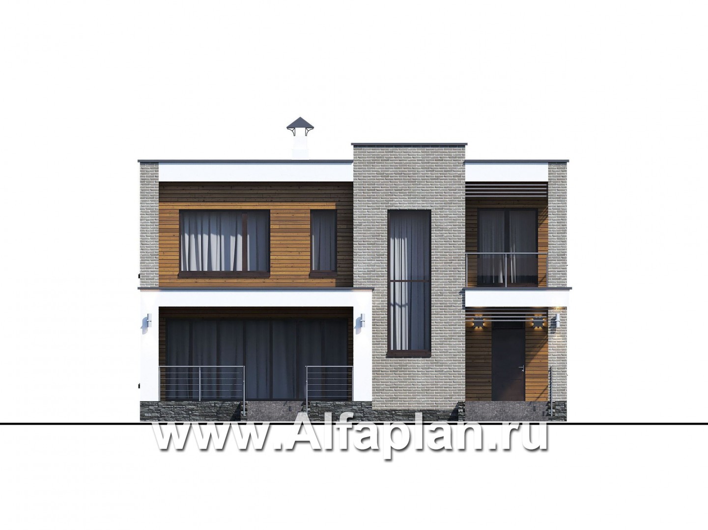 Проекты домов Альфаплан - «Эрго» - проект рационального, уютного современного дома - изображение фасада №1