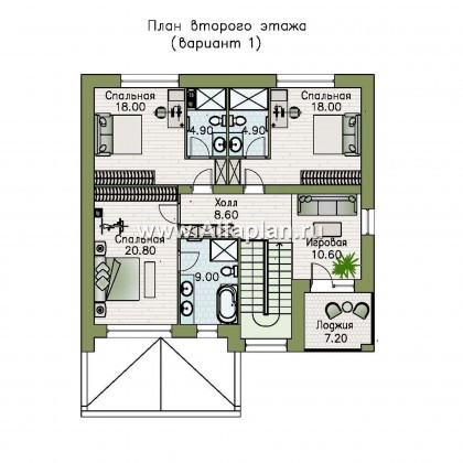 «Эрго» - проект дома 10х12м, с террасой, с удобной планировкой и с плоской кровлей - превью план дома