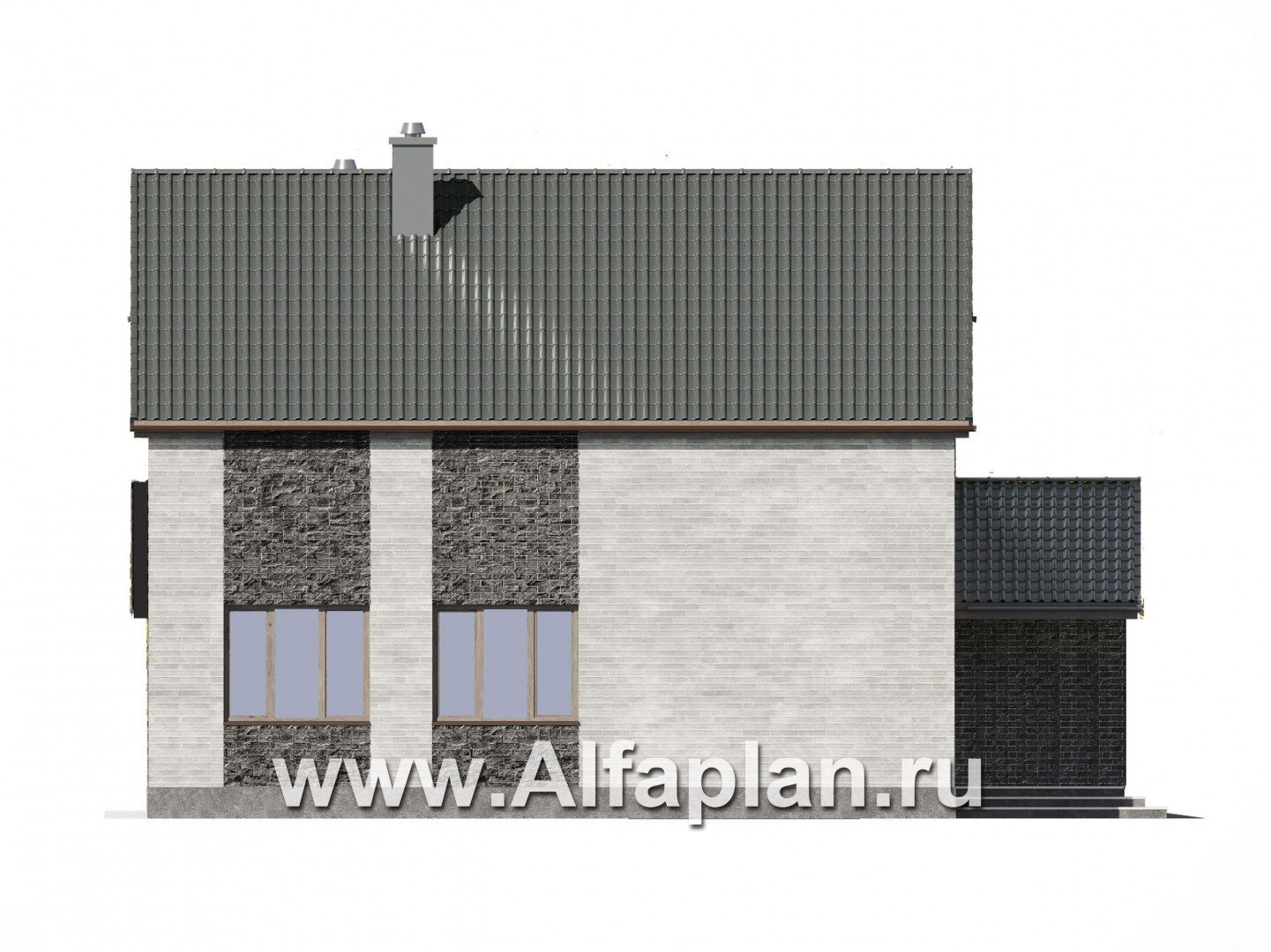 Проекты домов Альфаплан - Проект современного загородного дома с гаражом - изображение фасада №4