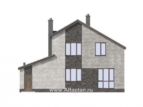 Проекты домов Альфаплан - Проект современного загородного дома с гаражом - превью фасада №3