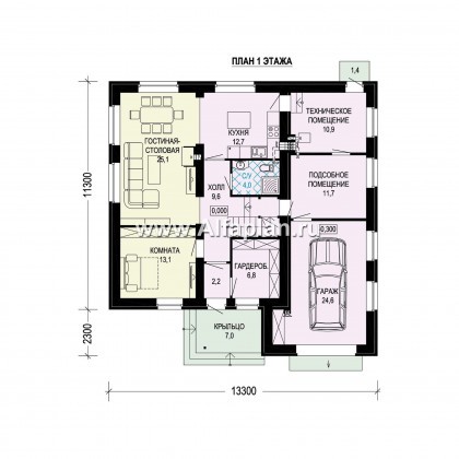 Проекты домов Альфаплан - Проект современного загородного дома с гаражом - превью плана проекта №1