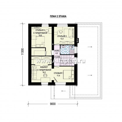 Проекты домов Альфаплан - Проект современного загородного дома с гаражом - превью плана проекта №2