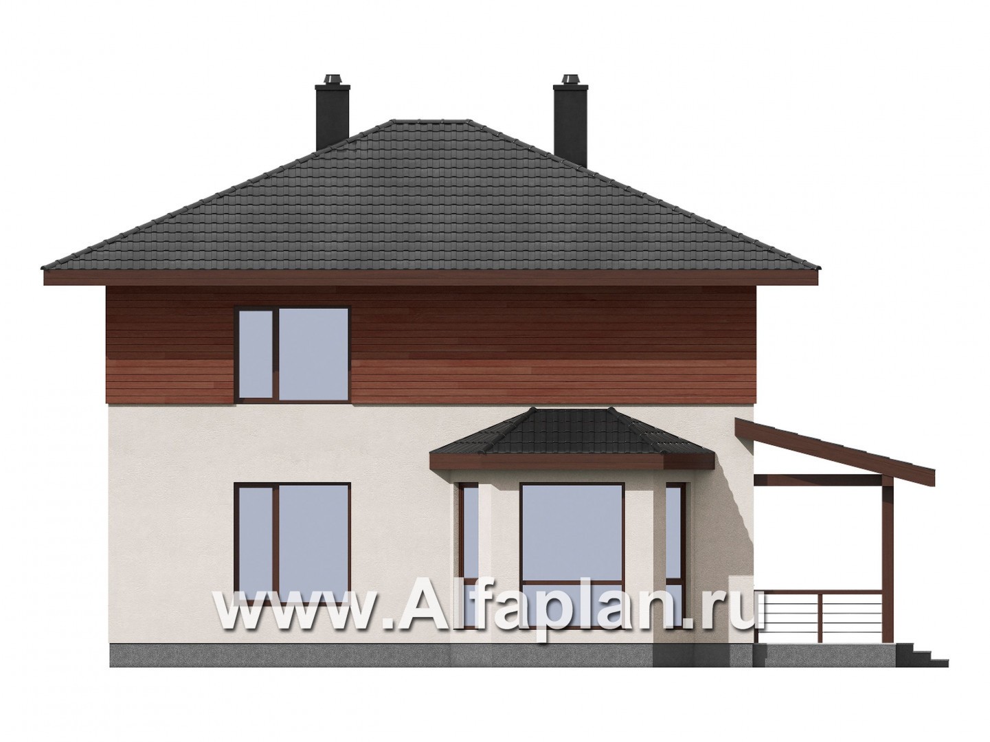Проекты домов Альфаплан - Двухэтажный загородный дом с эркером - изображение фасада №2