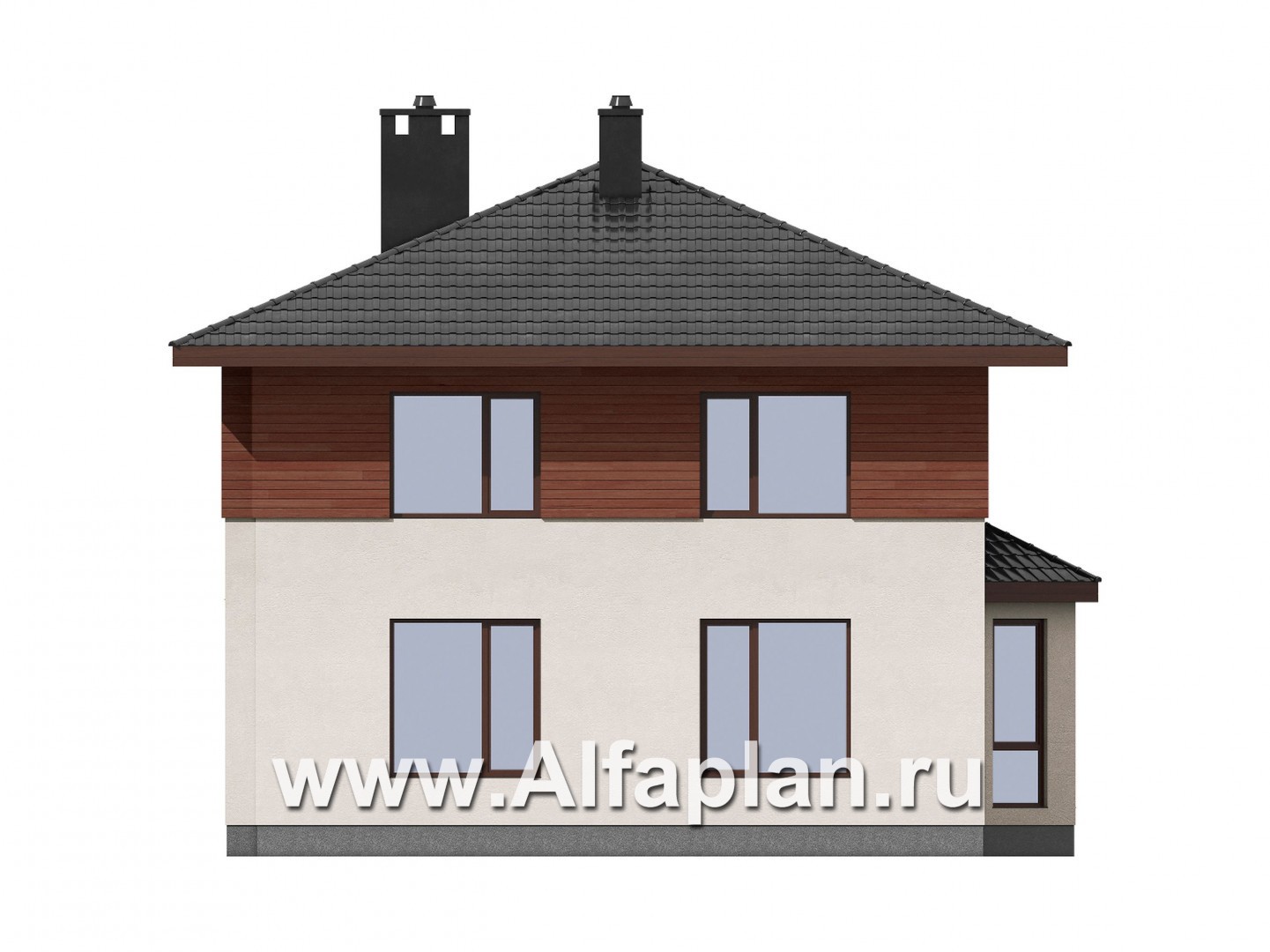 Проекты домов Альфаплан - Двухэтажный загородный дом с эркером - изображение фасада №3