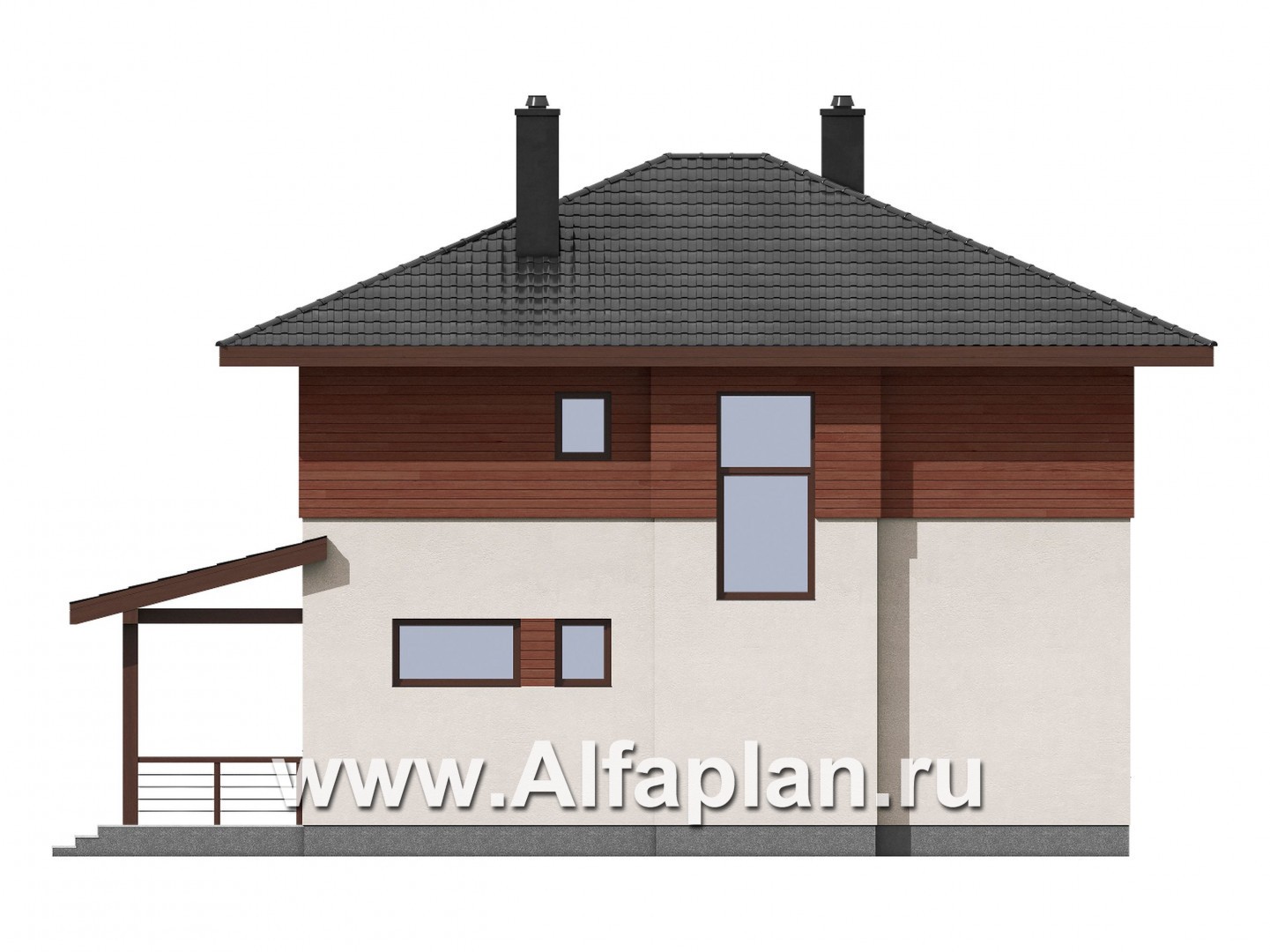 Проекты домов Альфаплан - Двухэтажный загородный дом с эркером - изображение фасада №4