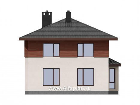 Проекты домов Альфаплан - Двухэтажный загородный дом с эркером - превью фасада №3