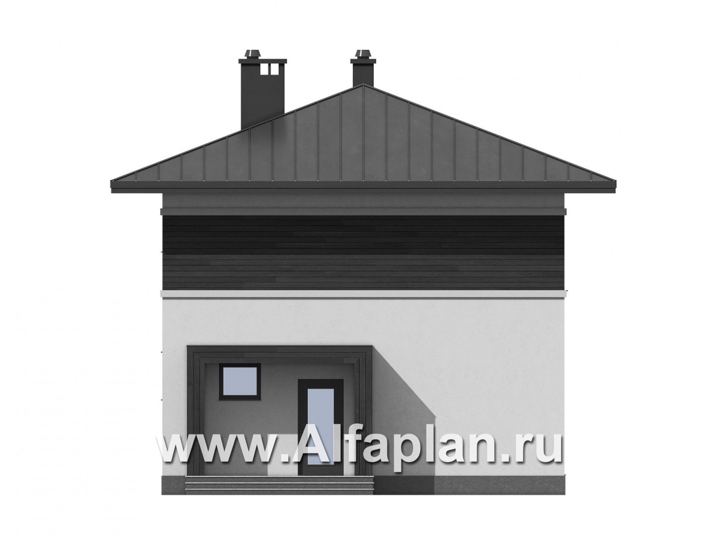 Проекты домов Альфаплан - Современный двухжтажный дом из газобетона - изображение фасада №1