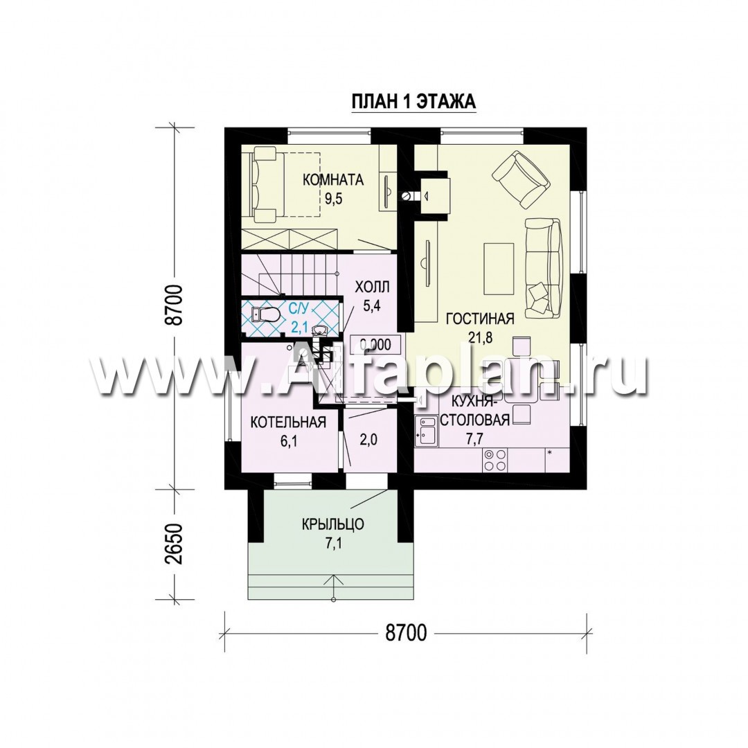 Проекты домов Альфаплан - Современный двухжтажный дом из газобетона - изображение плана проекта №1