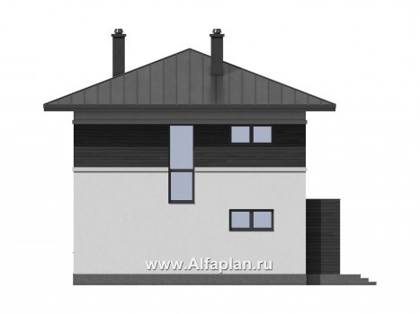 Проекты домов Альфаплан - Современный двухжтажный дом из газобетона - превью фасада №2
