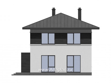 Проекты домов Альфаплан - Современный двухжтажный дом из газобетона - превью фасада №4