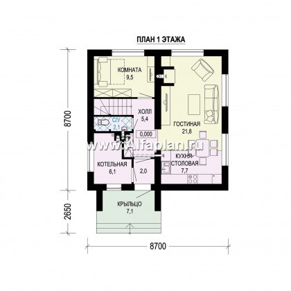 Проекты домов Альфаплан - Современный двухжтажный дом из газобетона - превью плана проекта №1