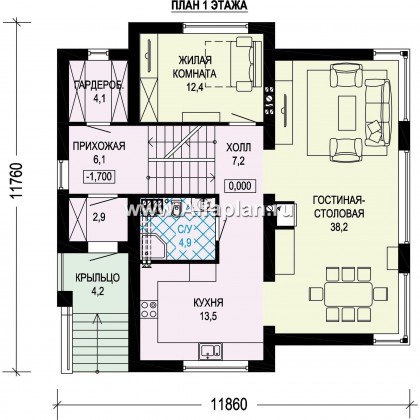 Проекты домов Альфаплан - Проект трехэтажного дома с двойным гаражом - превью плана проекта №2
