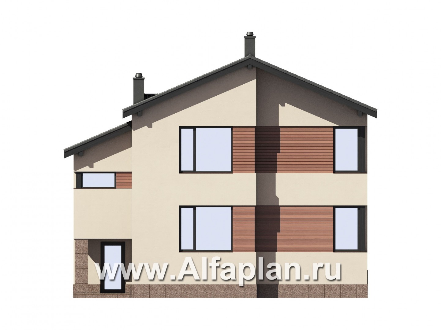 Проекты домов Альфаплан - Проект современного двухэтажного загородного дома - изображение фасада №1