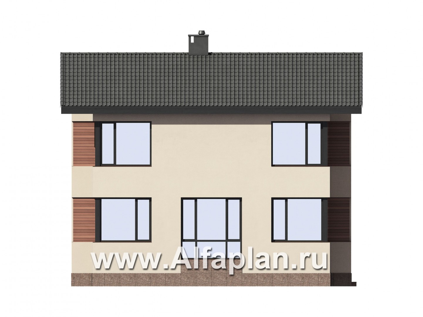Проекты домов Альфаплан - Проект современного двухэтажного загородного дома - изображение фасада №4