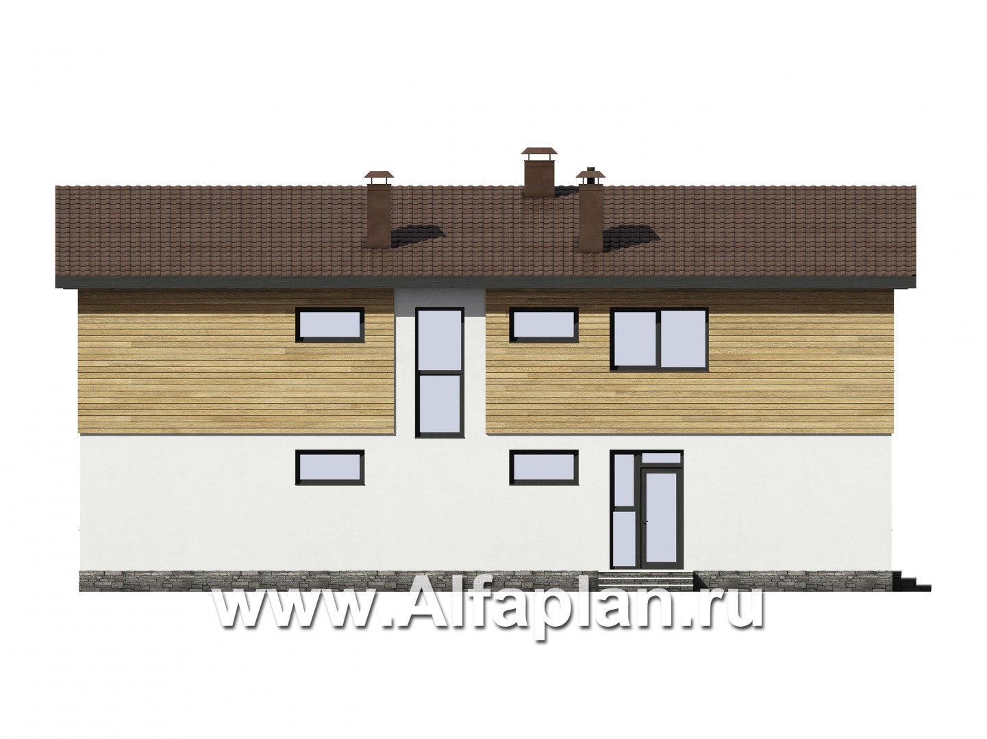 Проекты домов Альфаплан - Проект современного загородного дома - изображение фасада №2