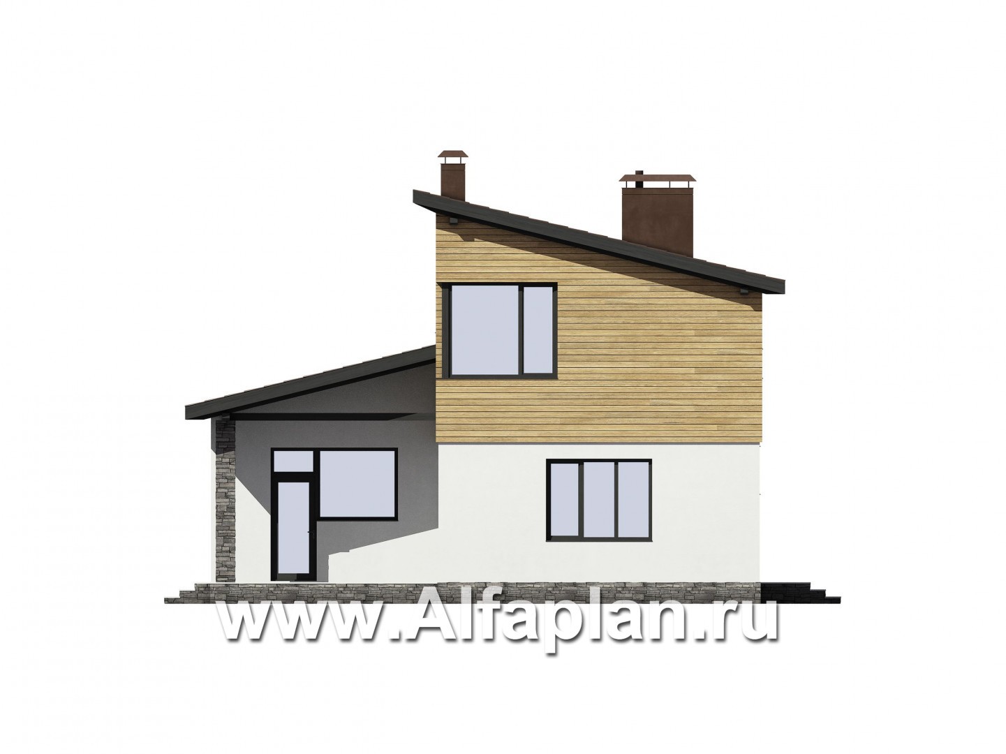 Проекты домов Альфаплан - Проект современного загородного дома - изображение фасада №3