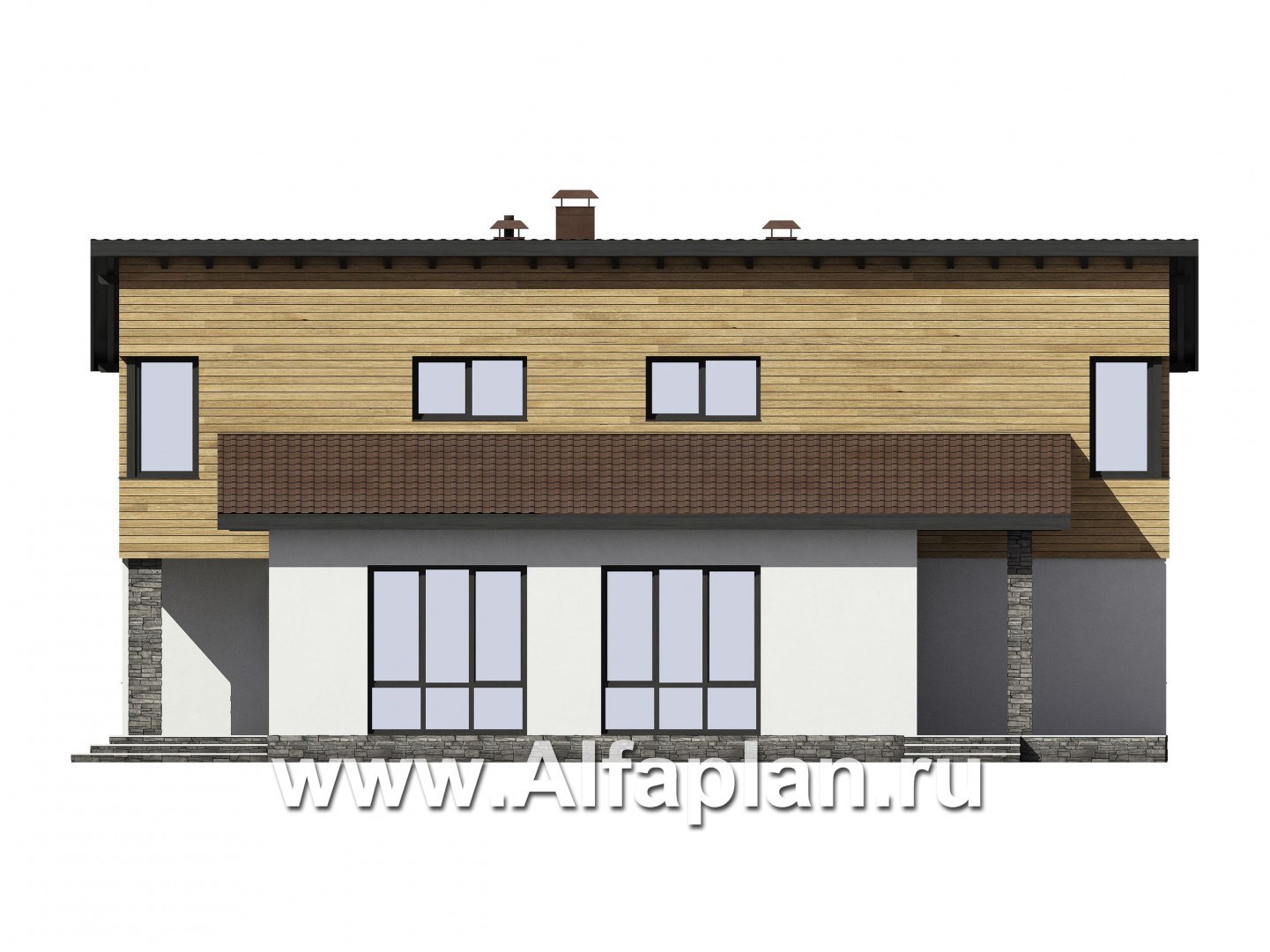 Проекты домов Альфаплан - Проект современного загородного дома - изображение фасада №4