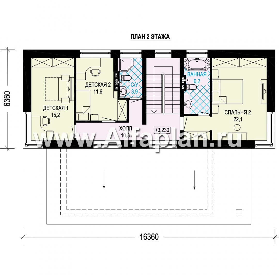 Проекты домов Альфаплан - Проект современного загородного дома - план проекта №2