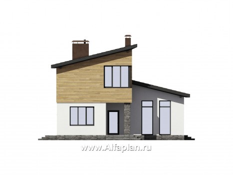 Проекты домов Альфаплан - Проект современного загородного дома - превью фасада №1