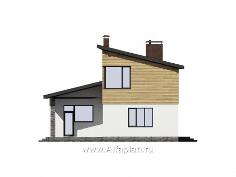 Проекты домов Альфаплан - Проект современного загородного дома - превью фасада №3