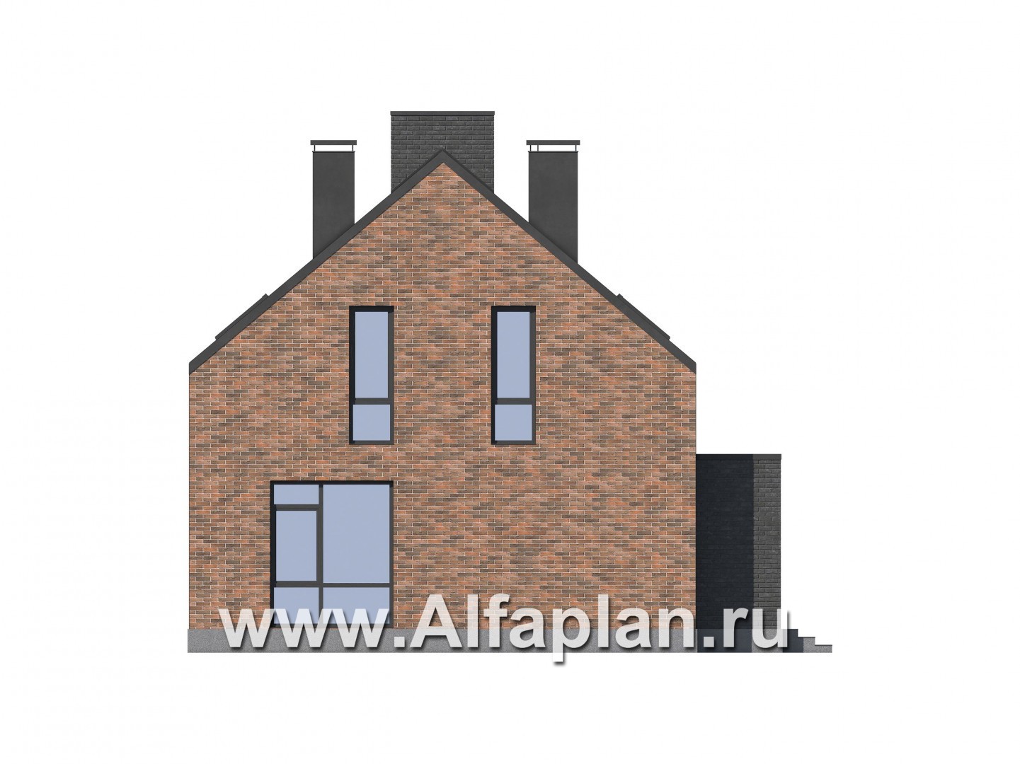 Проекты домов Альфаплан - Современный дом с двухскатной крышей - изображение фасада №3