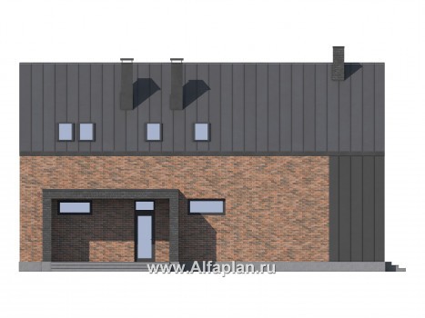 Проекты домов Альфаплан - Современный дом с двухскатной крышей - превью фасада №2