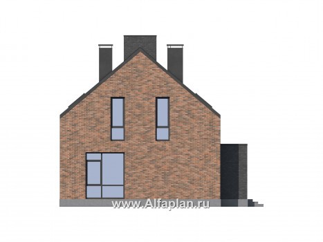 Проекты домов Альфаплан - Современный дом с двухскатной крышей - превью фасада №3