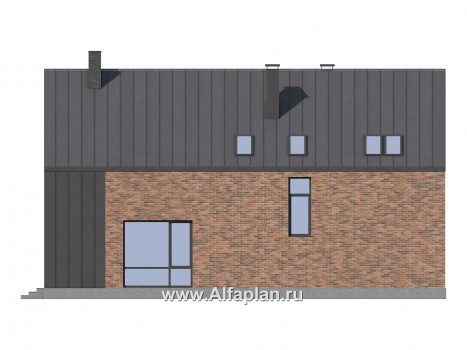 Проекты домов Альфаплан - Современный дом с двухскатной крышей - превью фасада №4