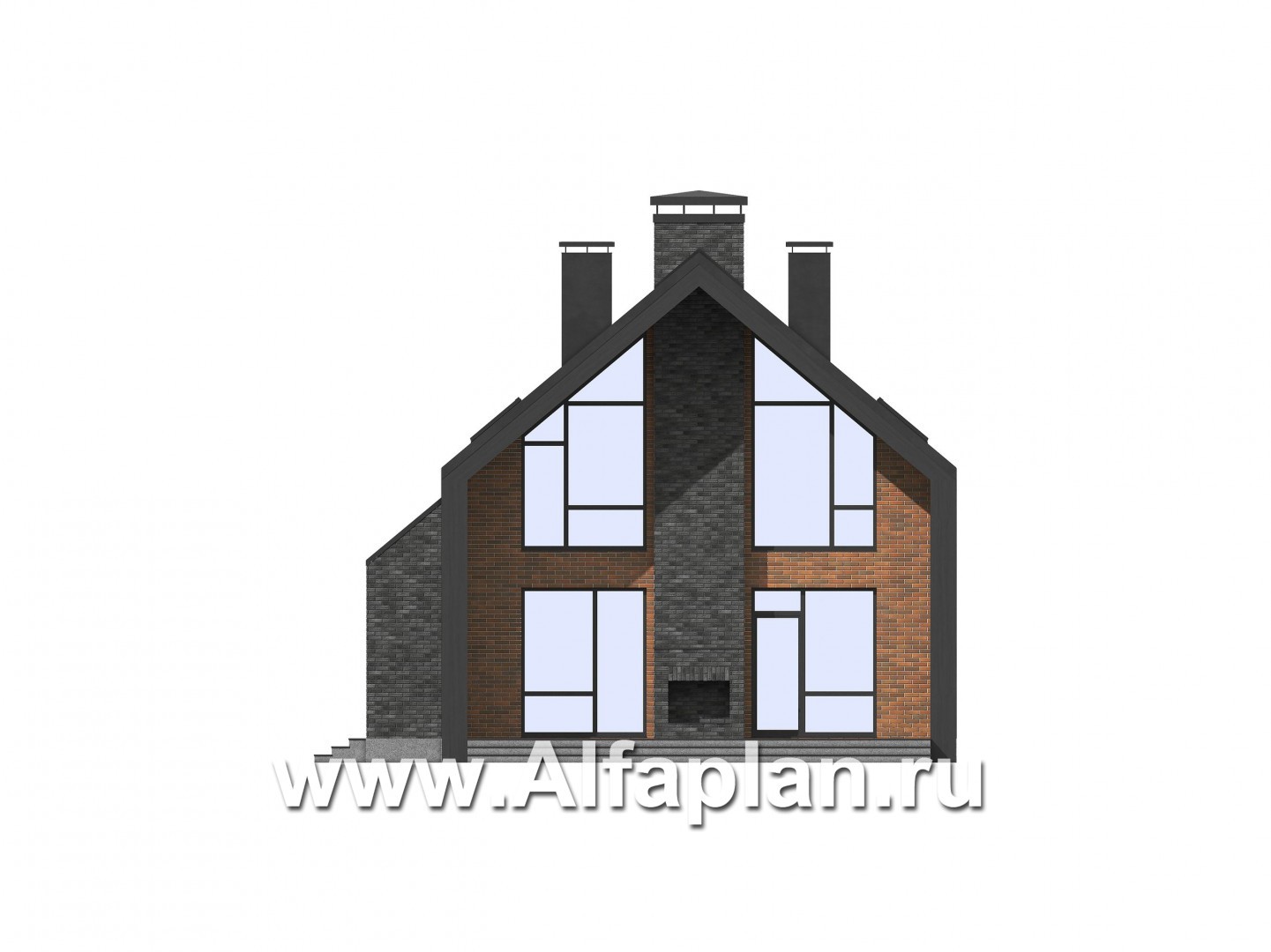 Проекты домов Альфаплан - Современный дом с террасой на втором этажей - изображение фасада №1