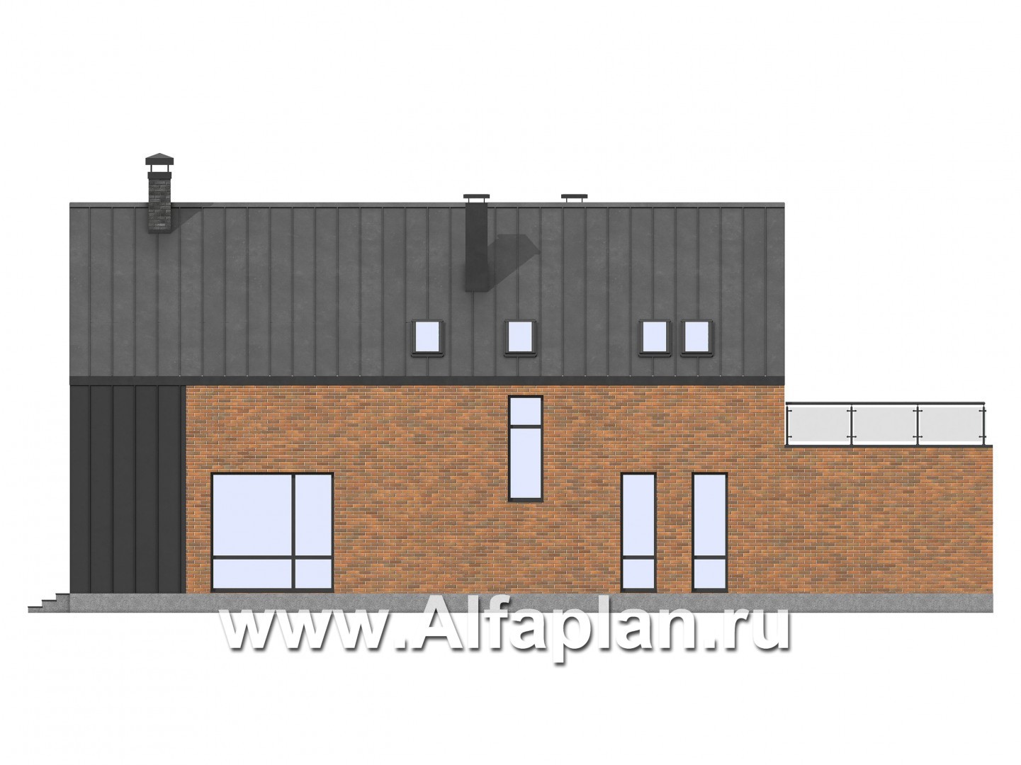 Проекты домов Альфаплан - Современный дом с террасой на втором этажей - изображение фасада №4