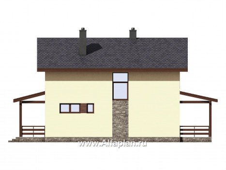 Проекты домов Альфаплан - Двухэтажный газобетонный дом с эркером - превью фасада №4
