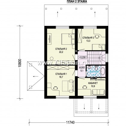Проекты домов Альфаплан - Двухэтажный газобетонный дом с эркером - превью плана проекта №2